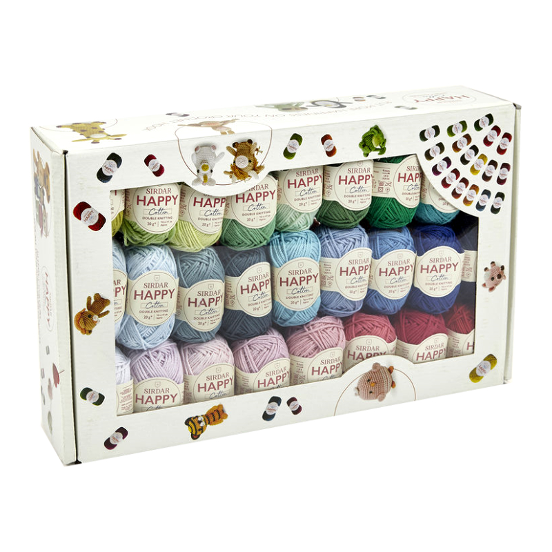 Sirdar Happy Cotton Yarn 50 Colours Gift Box 20g Balls